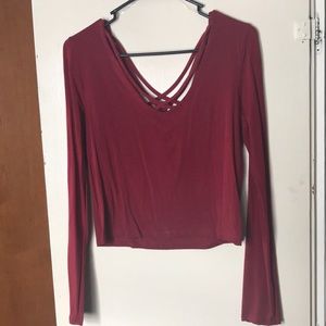 Burgundy crisscross crop top